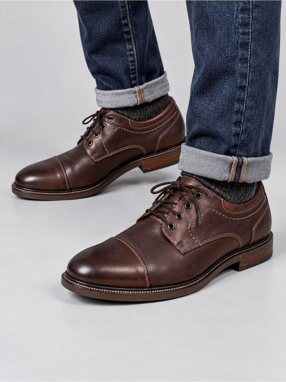 Men’s Johnston & Murphy Brown Leather Cap-Toe Derby Shoes